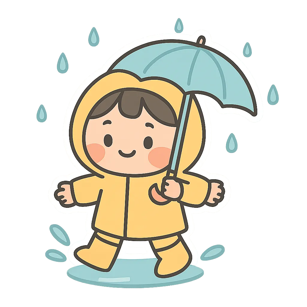 우비 입은 아이 캐릭터 (GPT 이미지 생성)