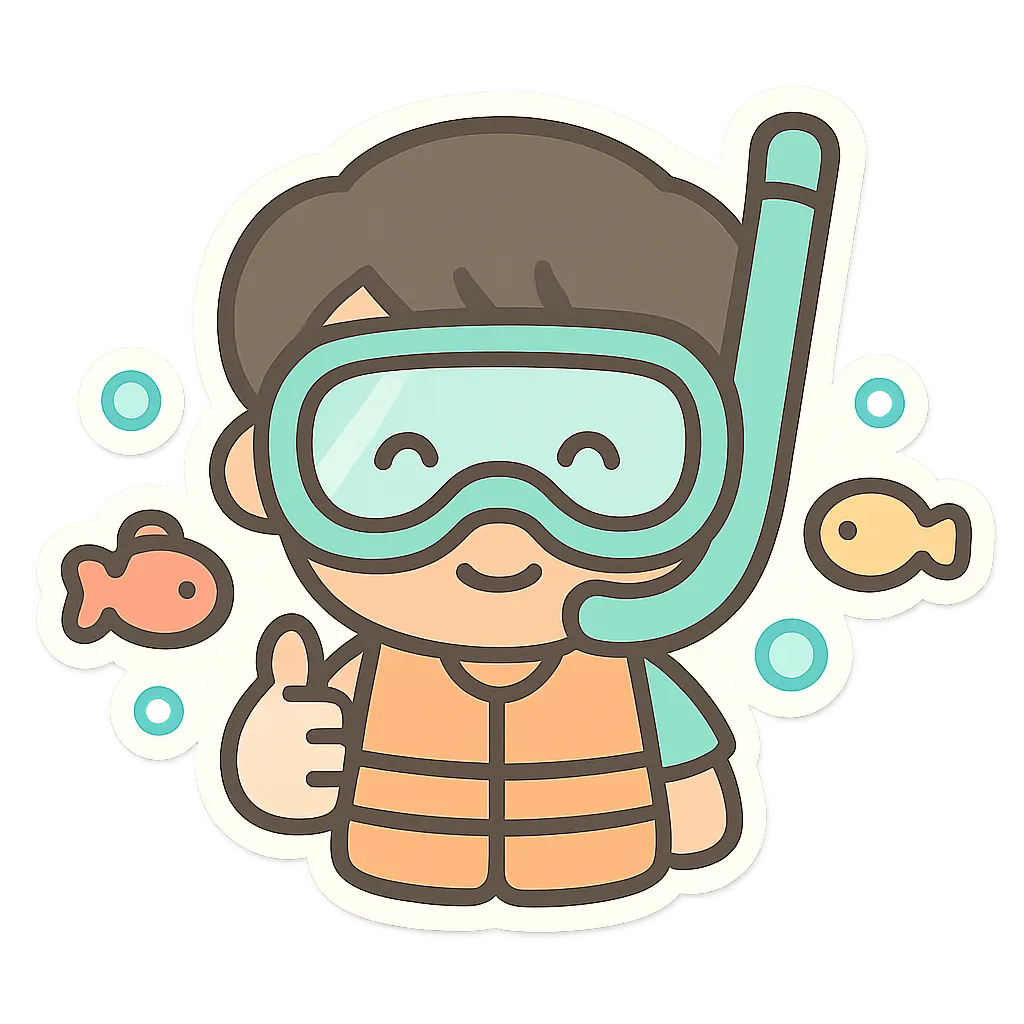 스노클링하는 아이 캐릭터 (GPT 이미지 생성)