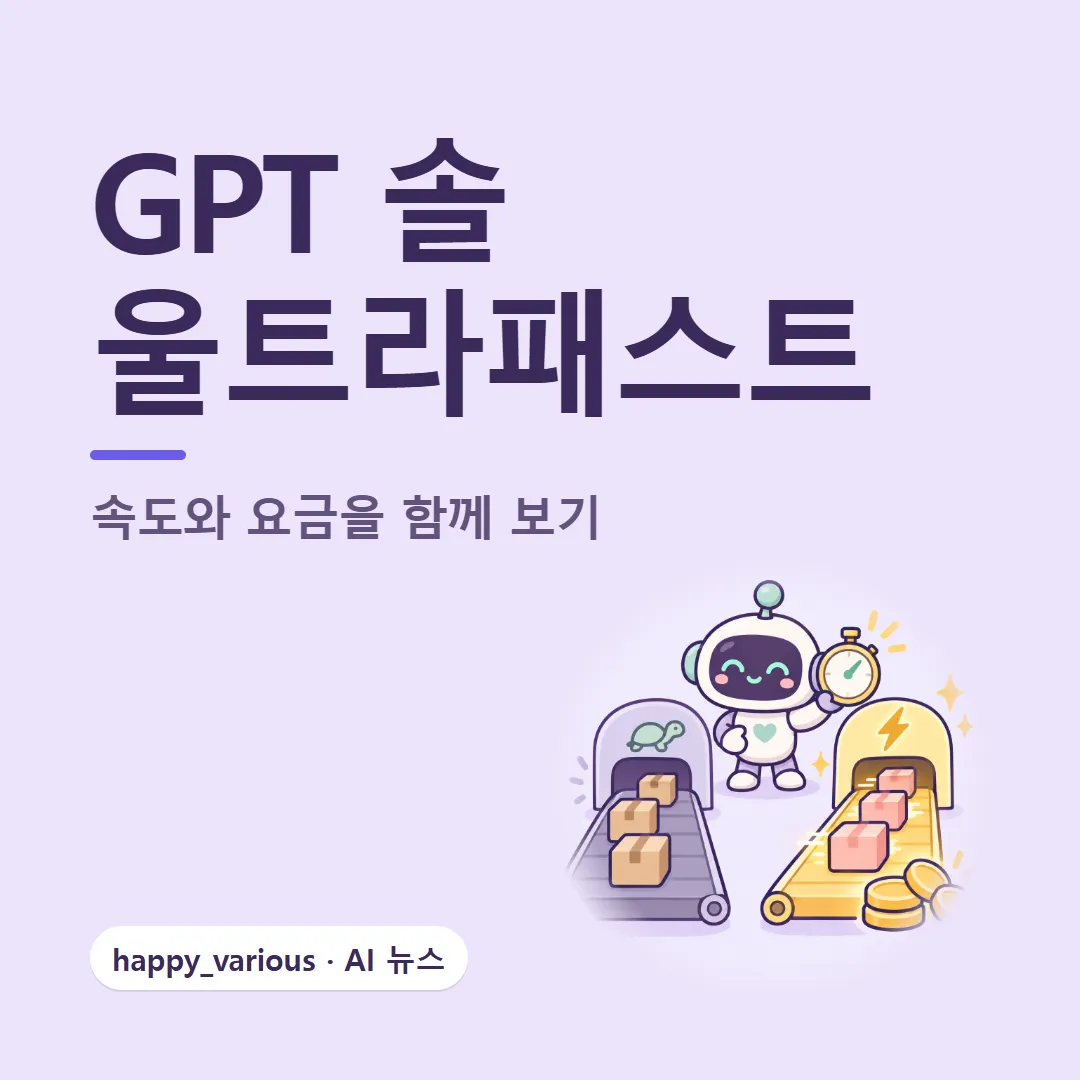 GPT 솔 울트라패스트 — 속도와 요금을 함께 보기 (캐릭터는 GPT 이미지 생성)
