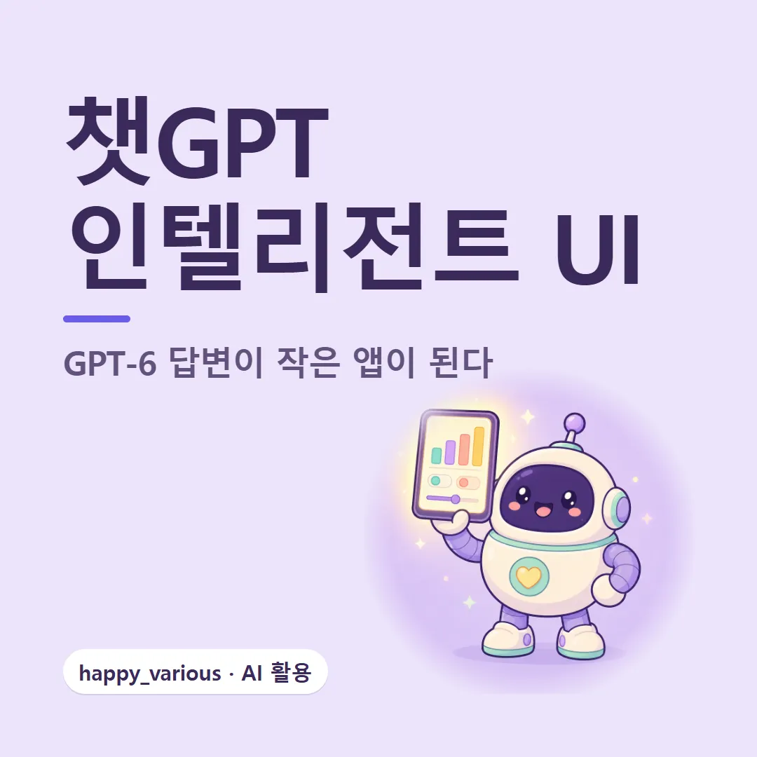 챗GPT 인텔리전트 UI — GPT-6 답변이 작은 앱이 된다 (캐릭터는 GPT 이미지 생성)