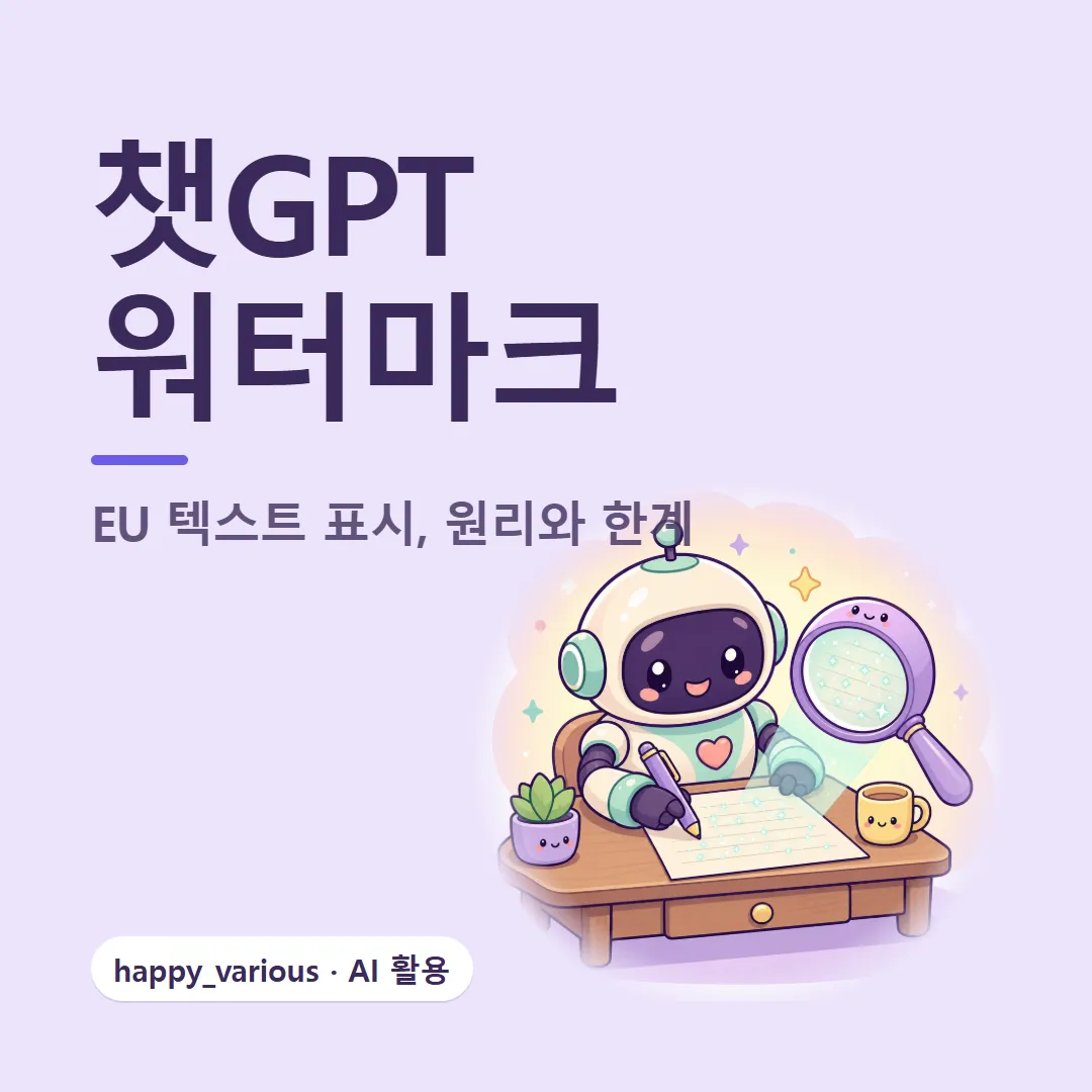챗GPT 워터마크 — EU에서 시작된 텍스트 표시의 원리와 한계 (캐릭터는 GPT 이미지 생성)