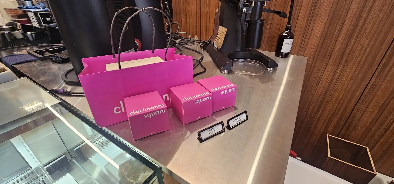 Pink gift boxes and the price tag