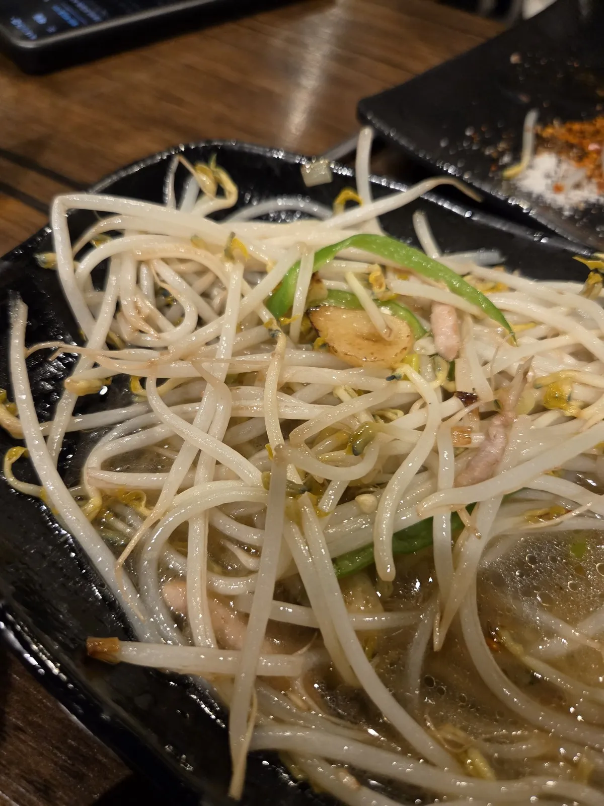 A dish piled with bean sprouts