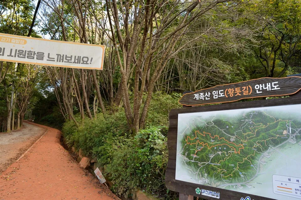 계족산 황톳길 — 숲속 황톳길과 계족산 안내도 (2021년 10월)