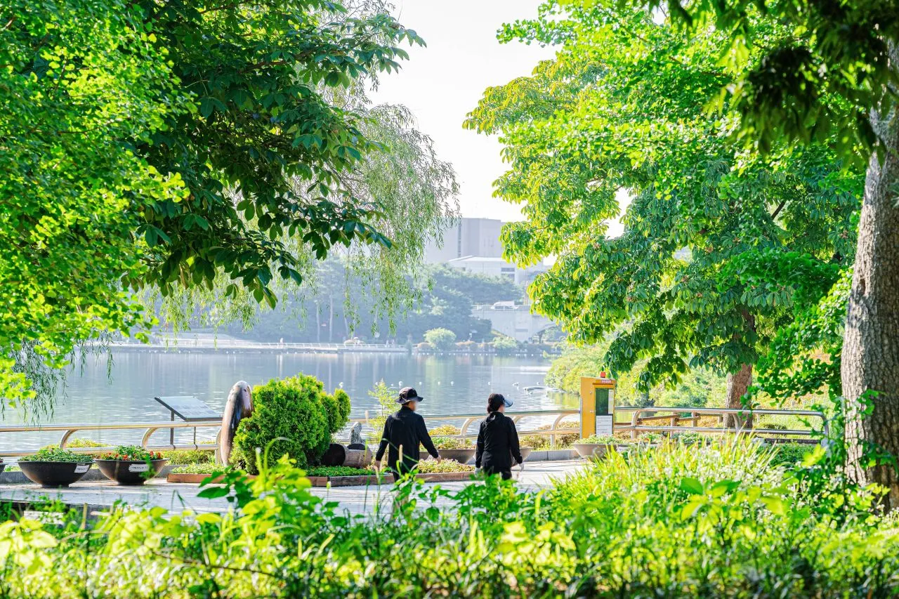一山湖水公園 — 湖畔步道與水岸風景（2025年8月）（照片：韓國觀光公社觀光照片庫・攝影 김지연・公共授權第1類）