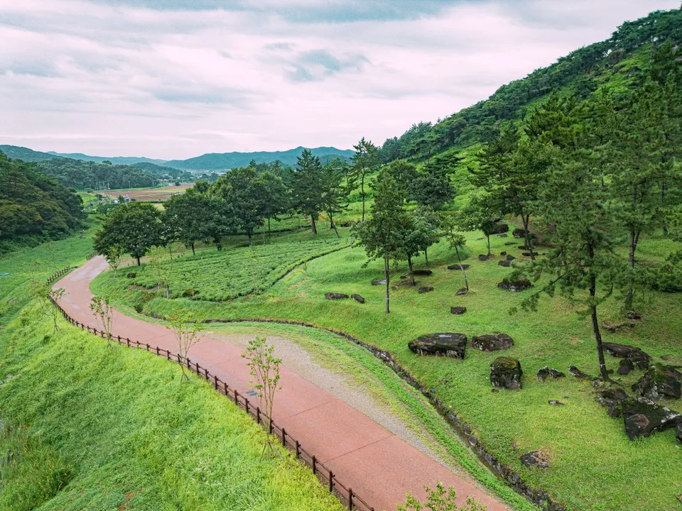화순 고인돌 유적지 — 支石墓遺址與步道全景（2024年8月）