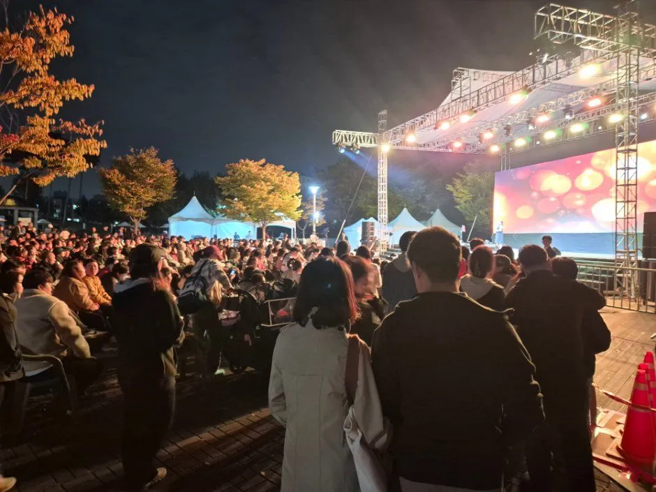 지난 축제 — 야간 야외 무대와 관객 (사진: 한국관광공사 · 공공누리 제3유형)