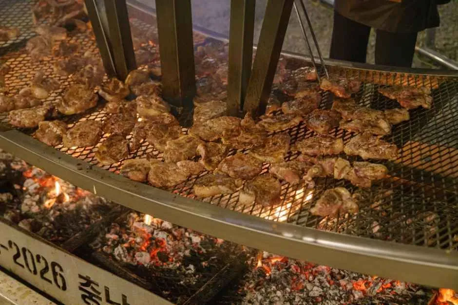 往屆活動 — 在炭火爐上烤製的肉片