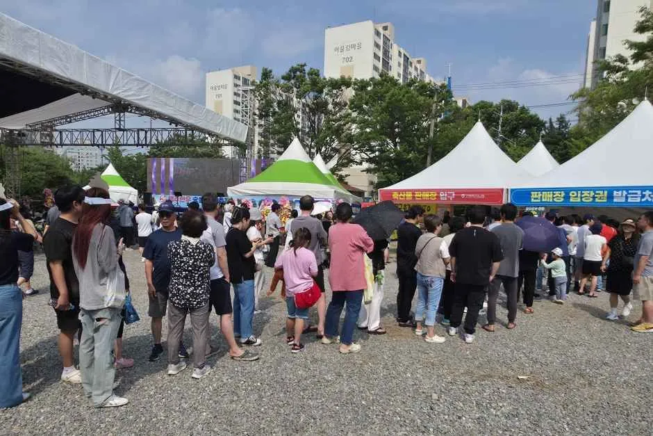 往屆活動 — 聚集在戶外活動場地的遊客與攤位（照片：韓國觀光公社・公共授權第3類）