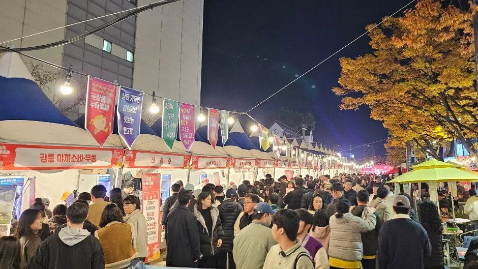 往屆活動夜晚 — 麵食攤位綿延整條街（照片：韓國觀光公社・公共授權第3類）